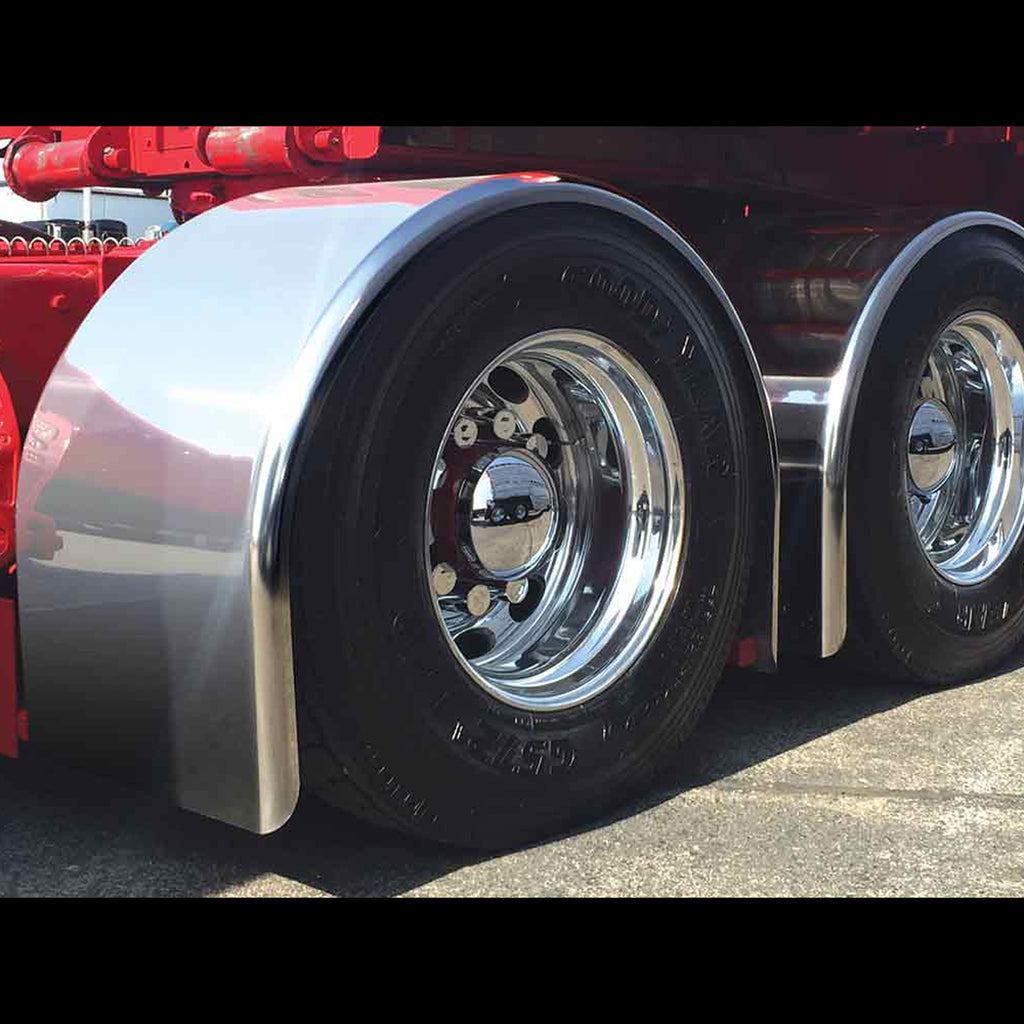 Trux - 96″ Smooth Straight Drop Super Long Single Axle Fenders – 14 Gauge Stainless Steel