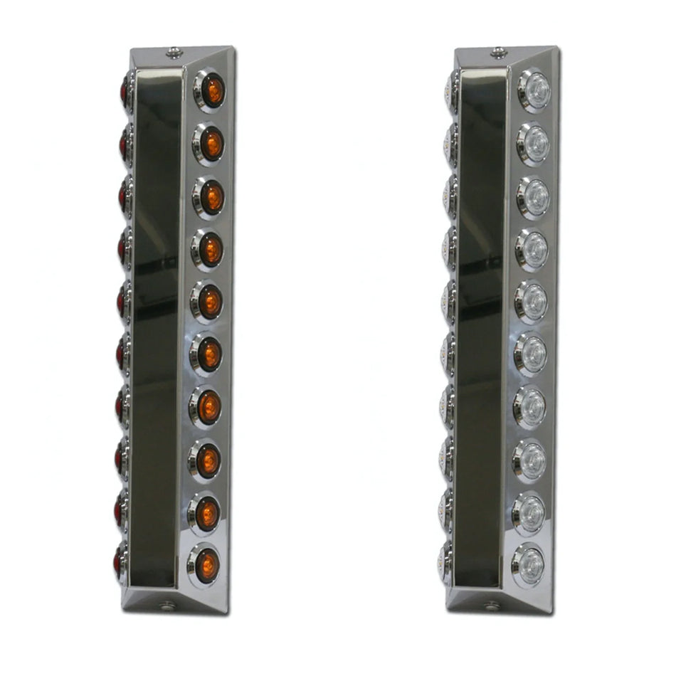 Roadworks Rear Peterbilt 15" Premium Preferred Air Cleaner Light Bars w 14 (M3) Light Holes