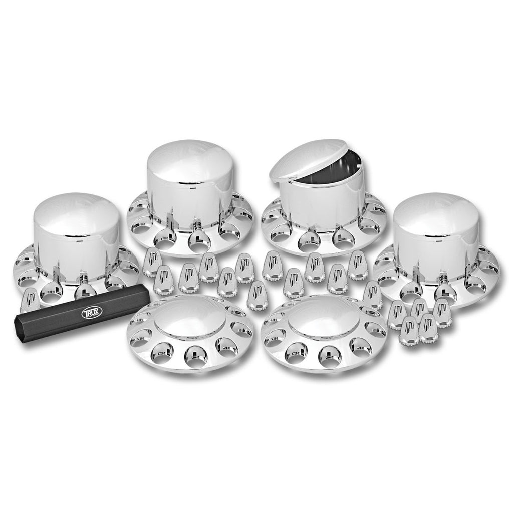 Trux - Complete Chrome ABS Plastic Axle & Nut Cover Kit (2 Front Covers, 4 Rear Covers)