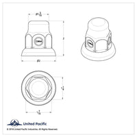 United Pacific - 32mm X 2" Chrome Steel Tall Nut Cover w Flange (Individual or 10 Pack)