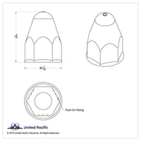 1-1/2" X 2-3/4" Chrome Plastic Slotted Bullet Nut Covers With Flange - Push-On (Individual or 20 Pack)