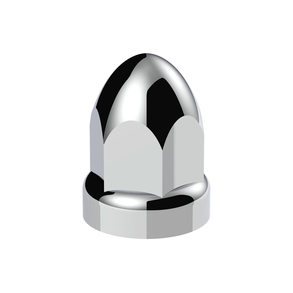 33mm X 2-3/4" Chrome Plastic Bullet Nut Covers With Flange - Push-On (Individual, 20 Pack or 60 Pack)