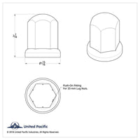 33mm X 2-7/16" Chrome Plastic Standard Nut Covers With Flange - Push-On (Individual, 20 Pack or 60 Pack)