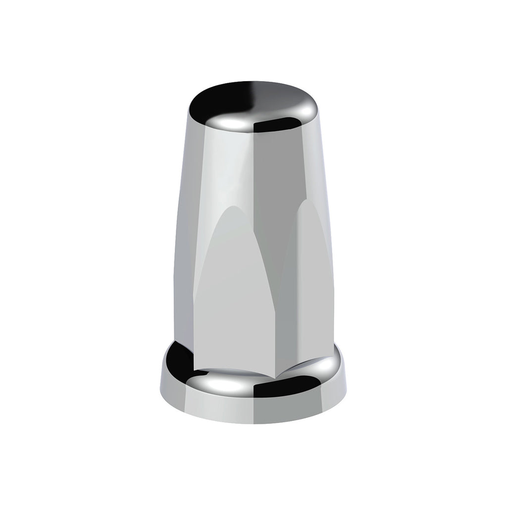 33mm X 3-1/4" Chrome Plastic Tall Nut Covers With Flange - Push-On (Individual, 20 Pack or 60 Pack)