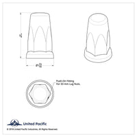 33mm X 3-1/4" Chrome Plastic Tall Nut Covers With Flange - Push-On (Individual, 20 Pack or 60 Pack)