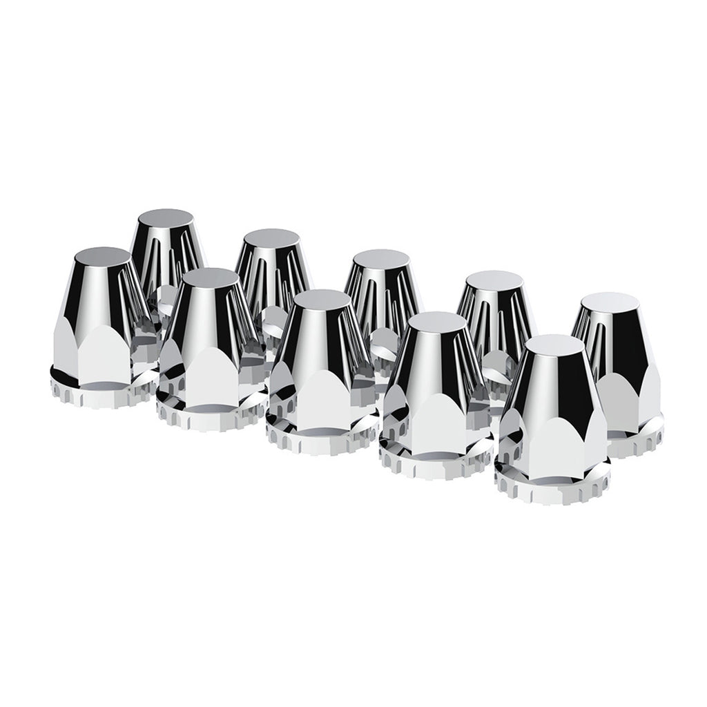 United Pacific - 33mm X 2-3/4" Chrome Plastic Original Nut Covers - Thread-On (10 Pack)