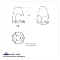 United Pacific - 33mm X 2-3/4" Chrome Plastic Original Nut Covers - Thread-On (10 Pack)
