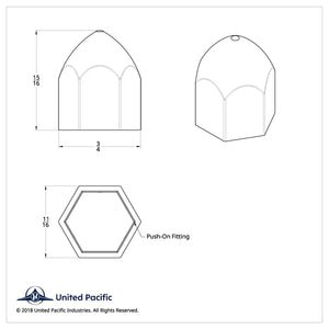 United Pacific - 9/16" X 15/16" Chrome Plastic Bullet Nut Cover - Push-On (10 Pack)
