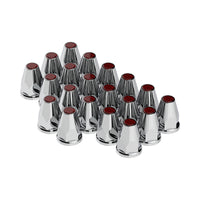 33mm X 2-3/4" Chrome Plastic Nut Covers With Flange - Push-On w Amber, Red or Blue Reflector (20 Pack)