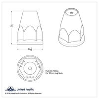 33mm X 2-3/4" Chrome Plastic Nut Covers With Flange - Push-On w Amber, Red or Blue Reflector (20 Pack)