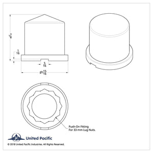 33mm X 1-7/8" Chrome Plastic Pointed Nut Cover - Push-On (Individual or 10 Pack)