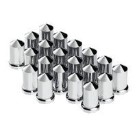 33mm X 3-3/16" Chrome Plastic Pointed Nut Covers With Flange - Push-On (20 Pack)