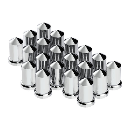 33mm X 3-3/16" Chrome Plastic Pointed Nut Covers With Flange - Push-On (20 Pack)