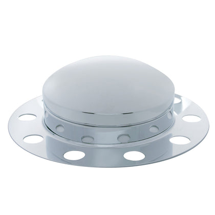 United Pacific - Chrome Dome Front Axle Cover 3PC Kit For Steel/Aluminum Wheel