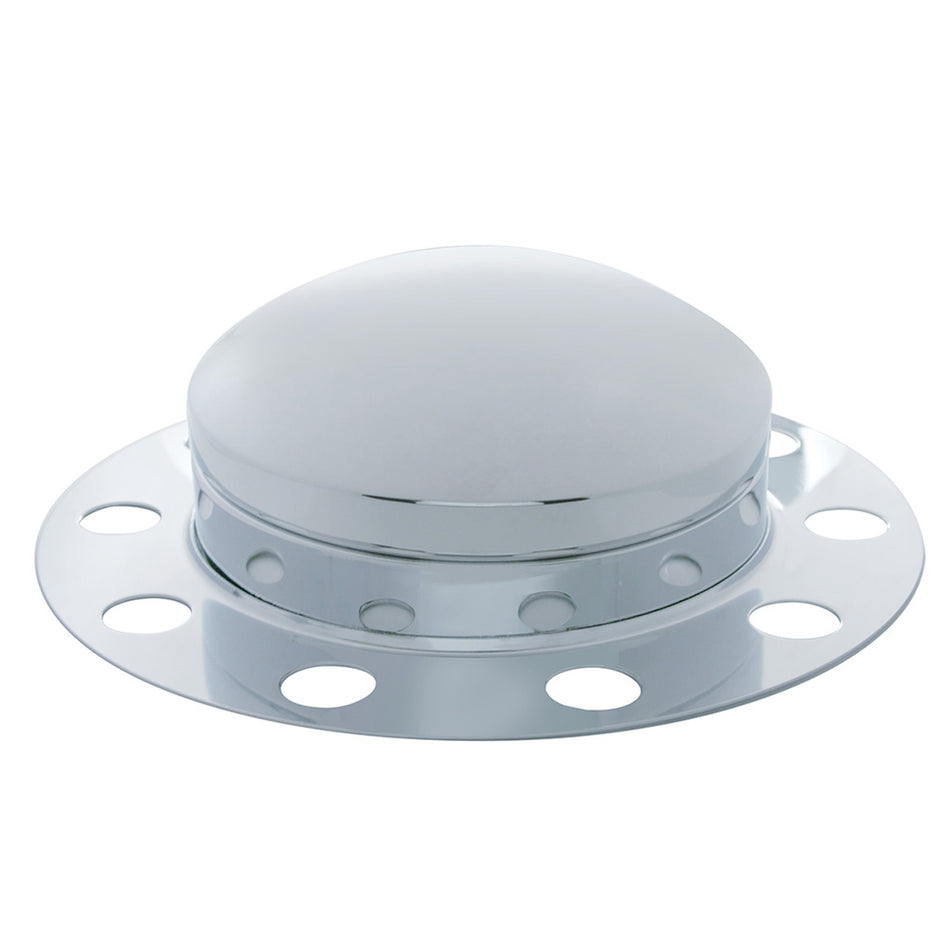 Chrome Pointed Front Axle Cover 3PC Kit For 33mm Nut Cover - Steel/Aluminum Wheels