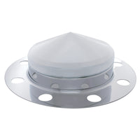 Chrome Pointed Front Axle Cover 3PC Kit For 33mm Nut Cover - Steel/Aluminum Wheel (8 Holes)