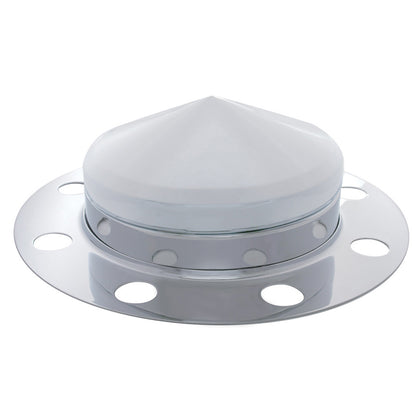 Chrome Pointed Front Axle Cover 3PC Kit For 33mm Nut Cover - Steel/Aluminum Wheel (8 Holes)
