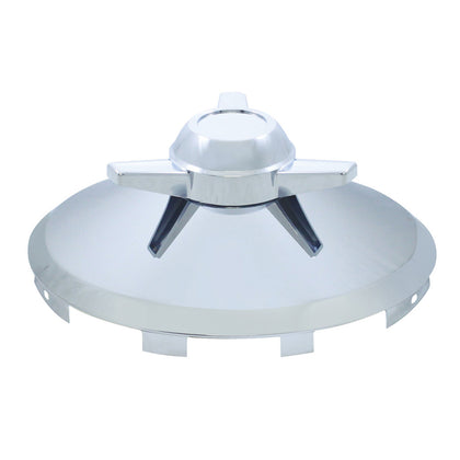 Universal Chrome Front Hubcap With 3 Bar Straight, Left Swing or Right Swing Spinner - 7/16" Lip