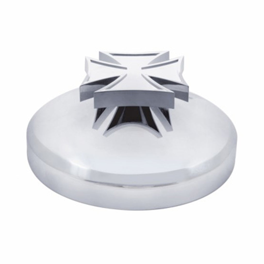 United Pacific - 8" Chrome Rear Hubcap With Iron Cross Spinner