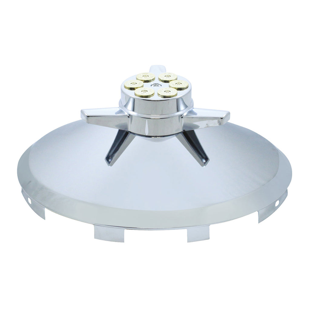 United Pacific - Universal Chrome Front Hubcap With Gun Cylinder Spinner - 7/16" Lip