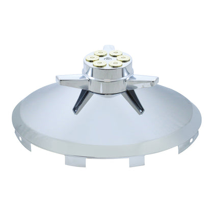 United Pacific - Universal Chrome Front Hubcap With Gun Cylinder Spinner - 7/16" Lip