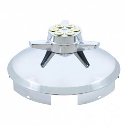 United Pacific - 5 Even Notched Chrome Front Hubcap With Gun Cylinder Spinner - 1" Lip