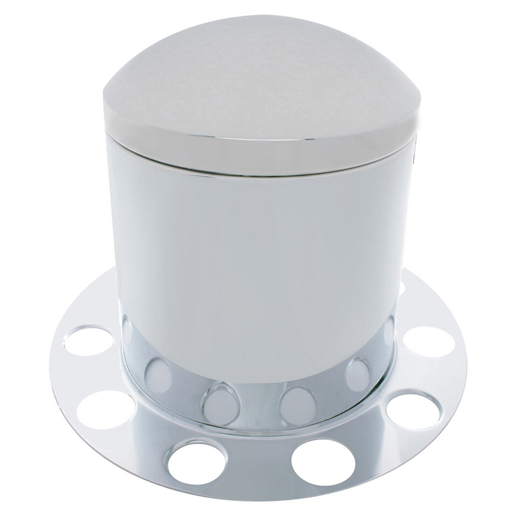 United Pacific - Chrome Dome Rear Axle Cover 3PC Kit For 1-1/2" Nut Cover - Aluminum Wheel