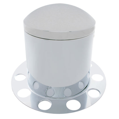 United Pacific - Chrome Dome Rear Axle Cover 3PC Kit For 1-1/2" Nut Cover - Aluminum Wheel