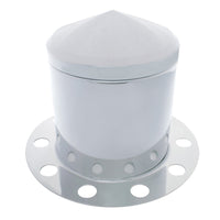 United Pacific - Chrome Pointed Rear Axle Cover 3PC Kit For 33mm Nut Cover - Steel/Aluminum Wheel