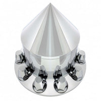 United Pacific - Spike Rear Axle Cover With 33mm Flat Top Thread-On Nut Covers - Chrome