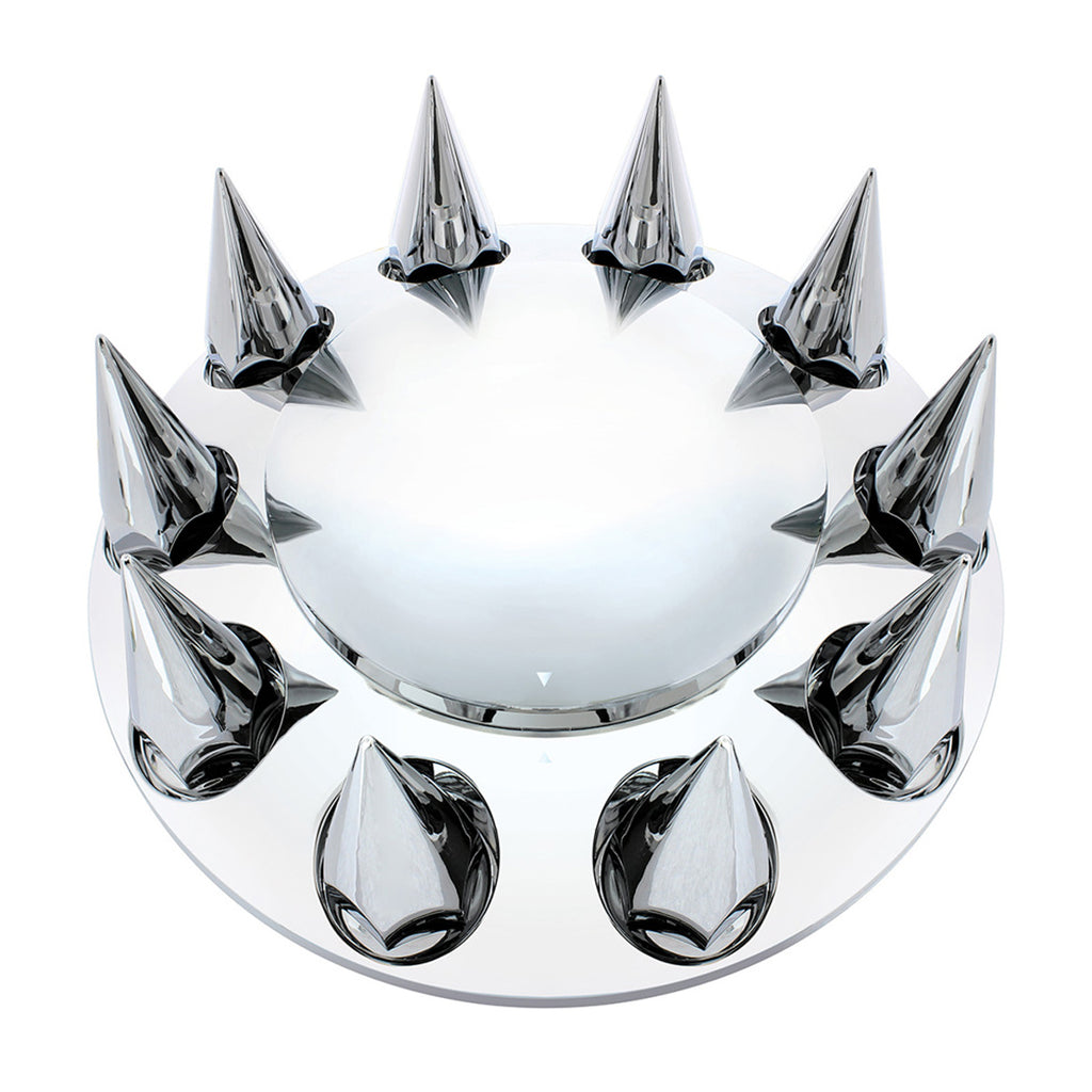 United Pacific - Dome Front Axle Cover With 33mm Spike Thread-On Nut Covers - Chrome