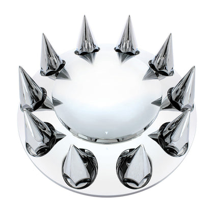 United Pacific - Dome Front Axle Cover With 33mm Spike Thread-On Nut Covers - Chrome