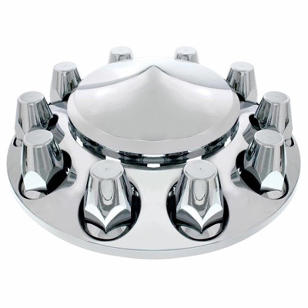 United Pacific - Pointed Front Axle Cover With 33mm Standard Thread-On Nut Covers - Chrome