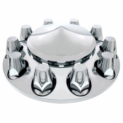 United Pacific - Pointed Front Axle Cover With 33mm Standard Thread-On Nut Covers - Chrome