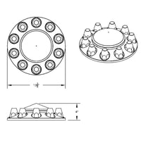 United Pacific - Pointed Front Axle Cover With 33mm Standard Thread-On Nut Covers - Chrome