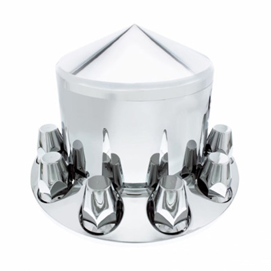 Chrome Dome Rear Axle Cover 2PC Kit For 33mm Nut Cover - Steel/Aluminum Wheel (10 holes)