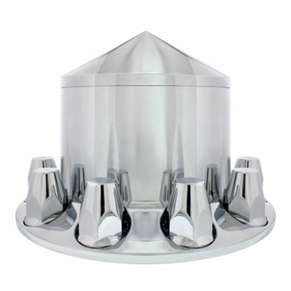 Chrome Dome Rear Axle Cover 2PC Kit For 33mm Nut Cover - Steel/Aluminum Wheel (10 holes)