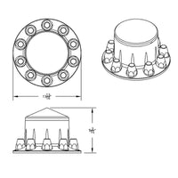 Chrome Dome Rear Axle Cover 2PC Kit For 33mm Nut Cover - Steel/Aluminum Wheel (10 holes)