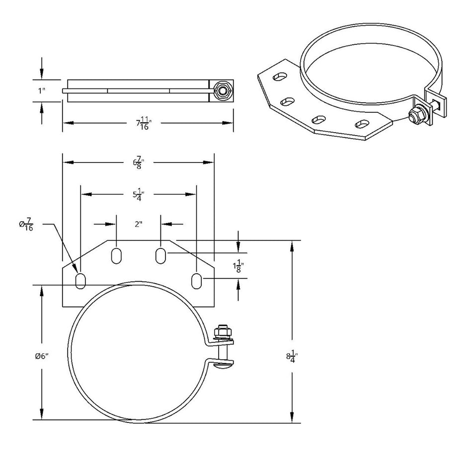 United Pacific - 6" Chrome Exhaust Clamp For Peterbilt Ultra Cab