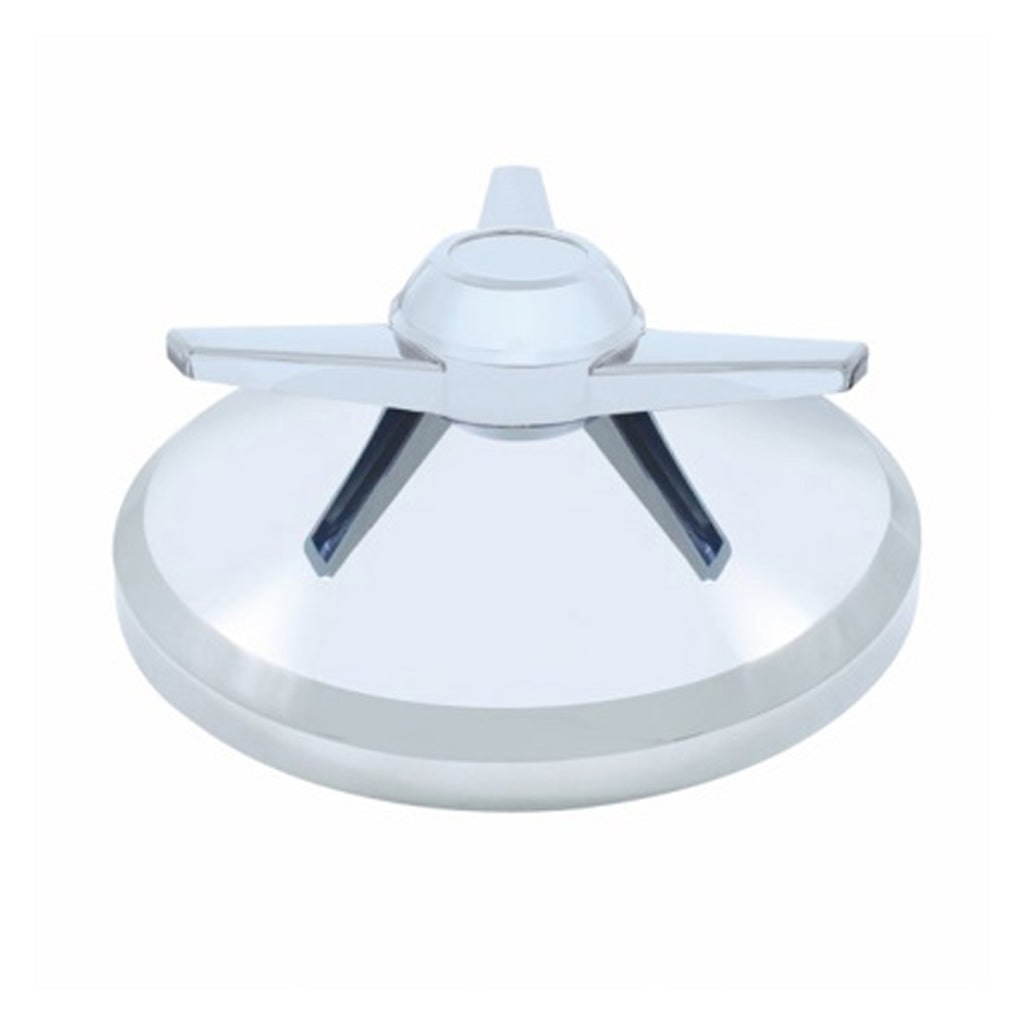 8" Chrome Cover With 3 Bar Spinner For UP Rear Axle Cover - Extra Large Bar Straight Spinner