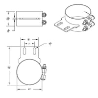 United Pacific - 5, 6, 7 or 8" Stainless Butt Joint Exhaust clamp - Straight Bracket