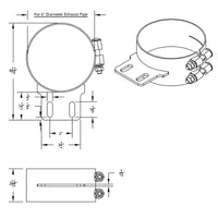 United Pacific - 5, 6, 7 or 8" Stainless Butt Joint Exhaust clamp - Straight Bracket