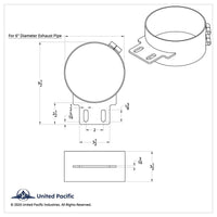 United Pacific - 5, 6, 7 or 8" Stainless Butt Joint Exhaust clamp - Straight Bracket