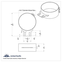United Pacific - 5, 6, 7 or 8" Stainless Butt Joint Exhaust clamp - Straight Bracket
