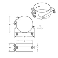 United Pacific - 6, 7 or 8" Stainless Wide Band Exhaust Clamp