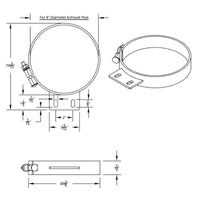 United Pacific - 5, 6, 7, or 8" Chrome Cab Exhaust Clamp For Peterbilt