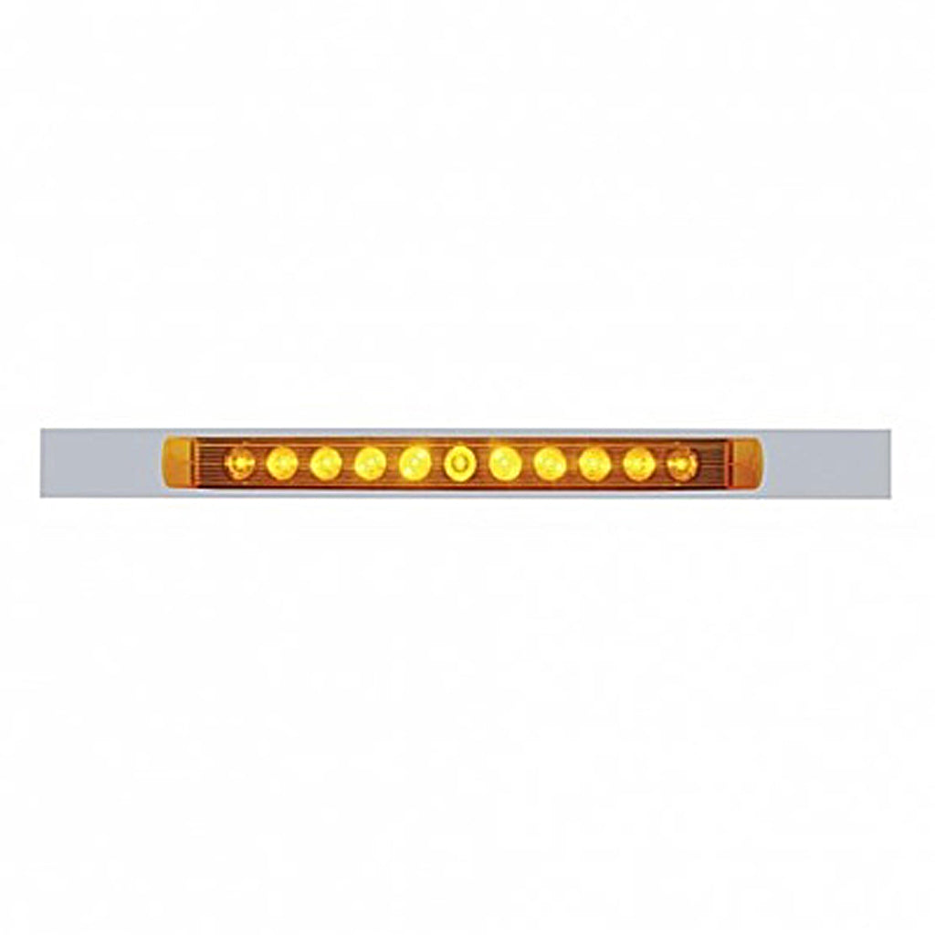 United Pacific - Chrome Top Mud Flap Plate With 11 LED 17" Light Bar (Various Colors)