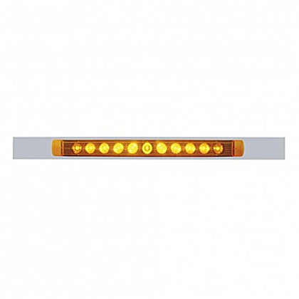 United Pacific - Chrome Top Mud Flap Plate With 11 LED 17" Light Bar (Various Colors)