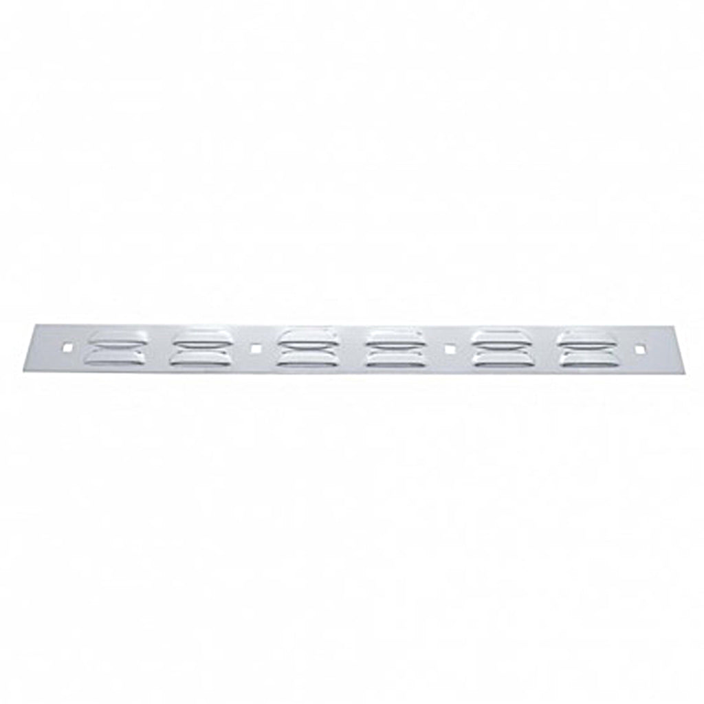 United Pacific - 2" X 24" Chrome Louvered Top Mud Flap Plate - Bolt Thru