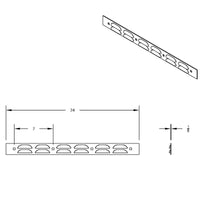 United Pacific - 2" X 24" Chrome Louvered Top Mud Flap Plate - Bolt Thru